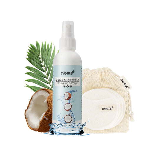 2-in-1 Augenfein mit waschbaren Pflegepads auf weißem Hintergrund