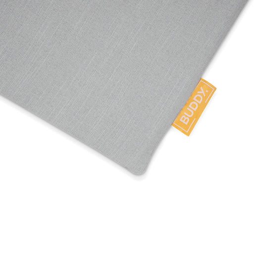 Das Logo von BUDDY. an der Seite der Hundematte - zeitlos und stilvoll.