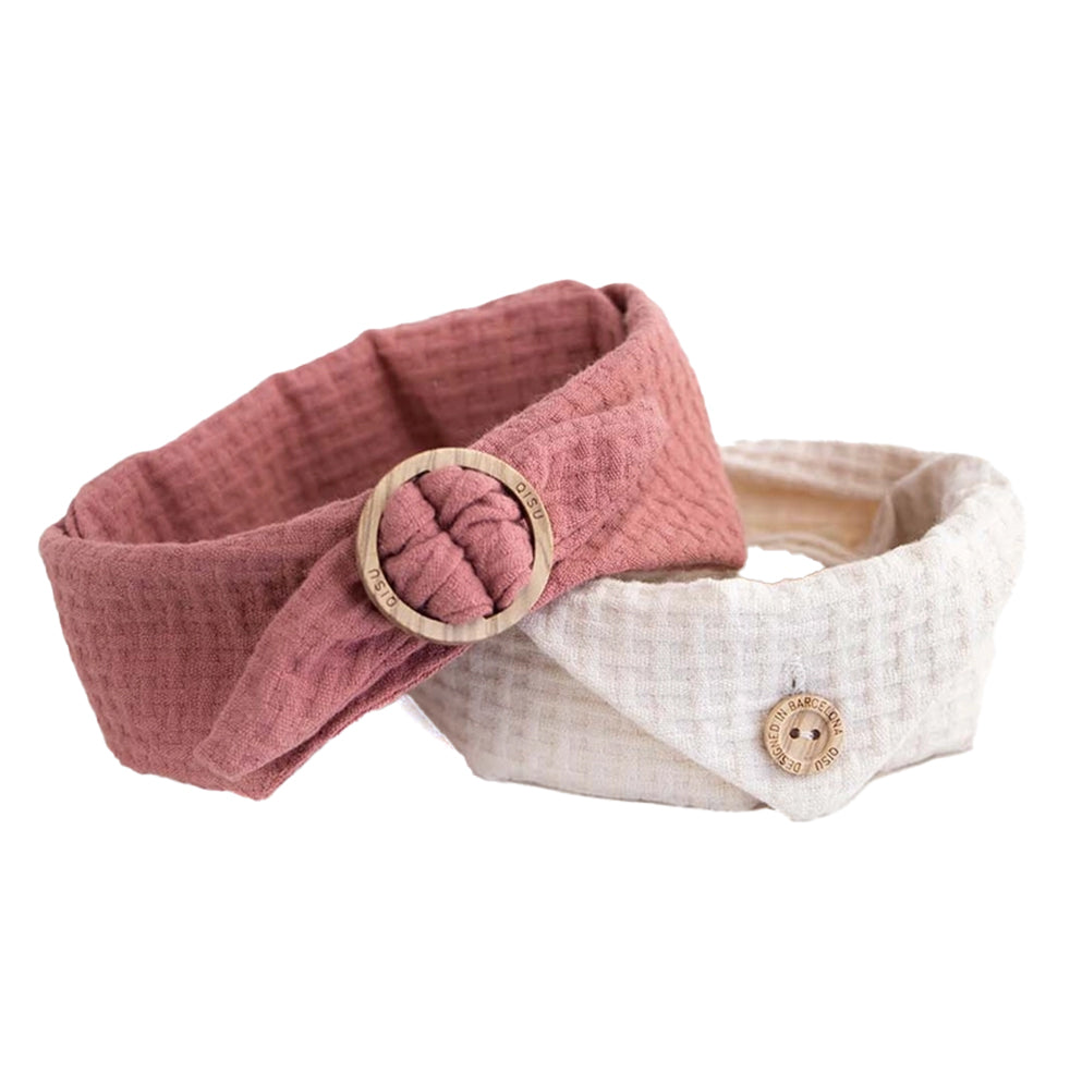 Das Hundehalstuch Waffle von Qisu in der Farbe beige und terrakotta - stilvoll und aus Bio-Baumwolle.