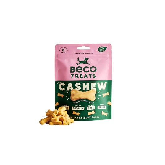 Der getreidefrei Hundekeks von Beco - Beco Treats, 70 g mit Cashew auf weißem Hintergrund.
