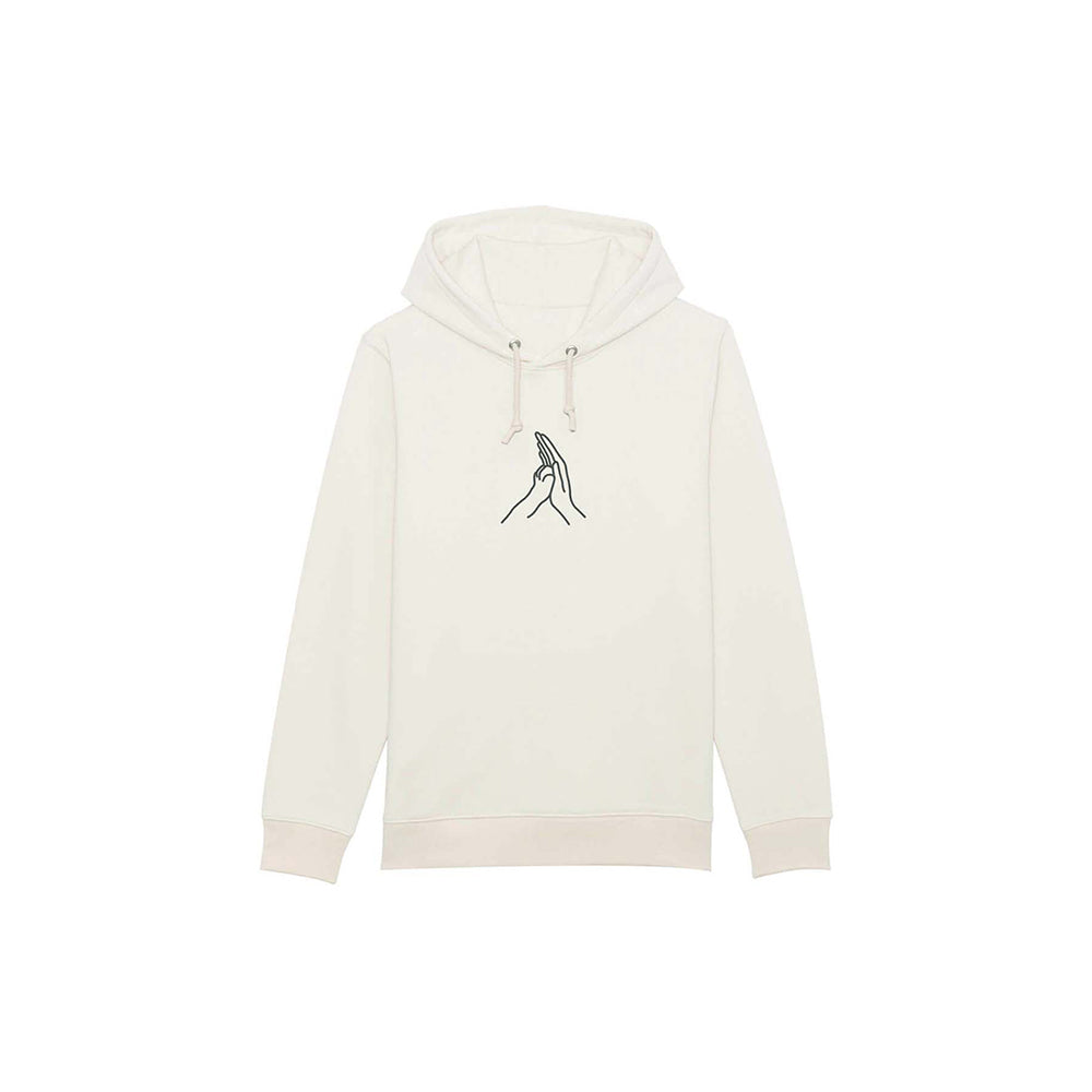 Der nachhaltige Hoodie Hand & Paw in der Farbe: Off White von Qisu. 