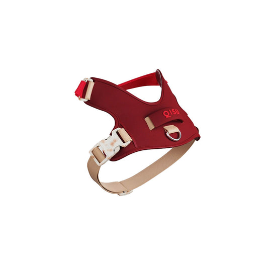 Das nachhaltige Hundegeschirr Hug Harness in der Farbe: Granat und aus recyceltem Material.