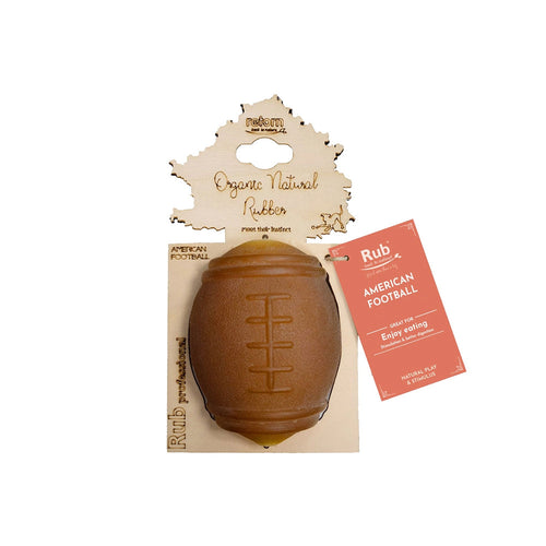 Retorn American Football Hundespielzeug auf weißem Hintergrund – natürliches, elastisches Bio-Harz mit Snacköffnungen