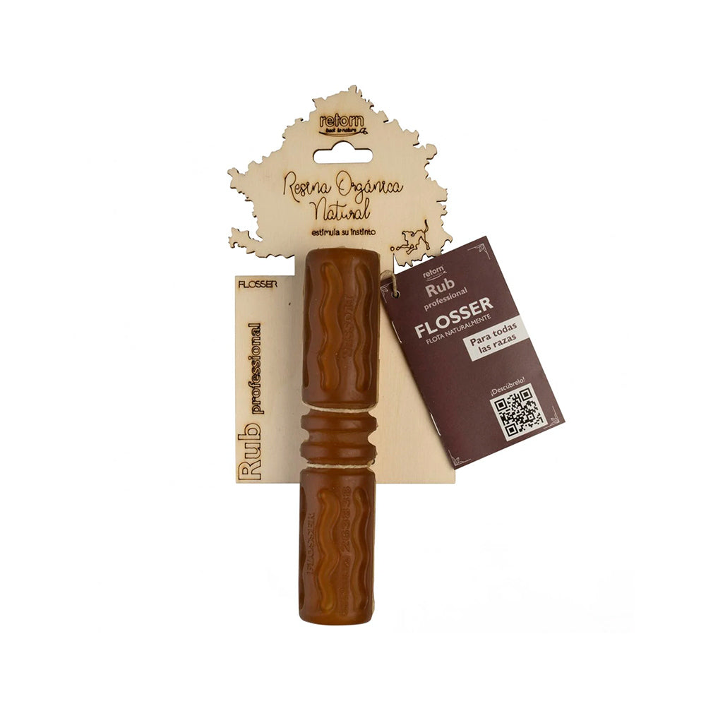 Retorn Flosser Hundespielzeug aus Bio-Harz auf weißem Hintergrund – nachhaltiges Spielzeug mit Leckerli-Öffnungen